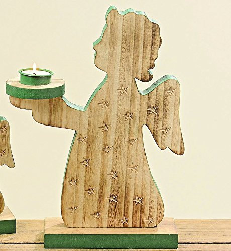 Weihnachten Teelichthalter Engel Holz Dekoration (32 cm) Kerzenhalter