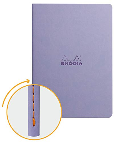 RHODIA 116459C - Iris Textile Stitching Soft Notebook - A5 - Dot Dot - 64 pages - Ivory Clairefontaine Paper 90 g/m - Faux Leather Cover - Rhodiarama Collection
