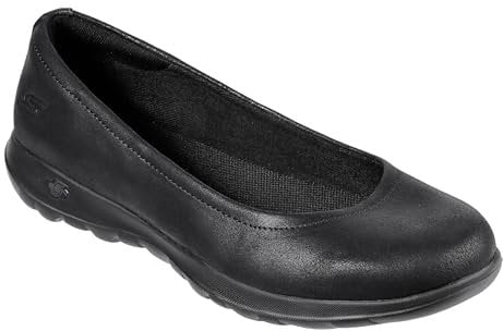 Skechers Women's Go Walk Lite - Gem Closed Toe Ballet Flats, Black Black Textile Trim Bbk, 8 UK