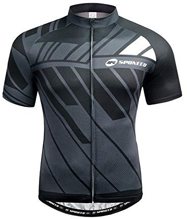 sponeed Herren Fahrradtrikot Radfahrer Tops Fahrrad Shirt Rennrad Trikots Full Zipper atmungsaktiv US XXL Grau Multi
