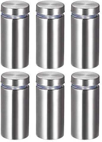 sourcing map 3/4 Diamètre x 1-5/8(19x42mm) Écartement Vis Paroi Montage Panneau Supports Acrylique Verre Clous 6pcs