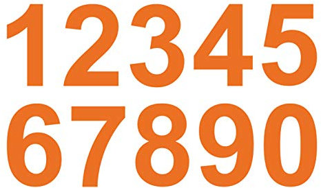 kleb-Drauf | 10 Zahlen, Höhe je 17 cm | Orange - matt | Autoaufkleber Autosticker Decal Aufkleber Sticker | Auto Car Motorrad Fahrrad Roller Bike | Deko Tuning Stickerbomb Styling Wrapping