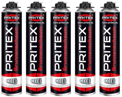 PRITEX Brunnenschaum 5x 750ml, Pistolenschaum für Brunnenschachtringe
