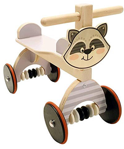 Hess Holzspielzeug 31186 - Lauflernhilfe aus Holz, Serie Waschbär, mit Gummibereifung, handgefertigt, für Kinder ab 12 Monaten, ca. 42 x 24 x 35 cm
