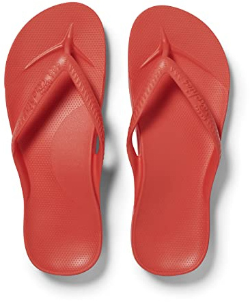 ARCHIES Arch Support Flip Flops for Men & Women – Orthotic Sandals for Plantar Fasciitis Relief – Lightweight, Cushioning, Shock-Absorbing Sandals for Walking, Foot Pain - Coral (UK 10)