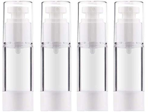 Yalbdopo 4Pcs Airless Pump Bottle | Refillable Empty Clear Travel Lotion Pump Containers/Vacuum Press Pump Bottles for Foundation, Essence, Lotion (30Ml)