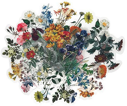 ZMLSED Vintage Natural Stickers, 40Pcs Pretty Floral Decorative Retro Decals Adhesive Watercolor Aesthetic Trendy for Bullet Journal Scrapbook Laptop Skins Album DIY Craft Daily Planner