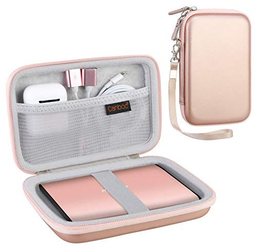 Canboc Hard Carrying Case for Maxone 250GB 320GB 500GB 1TB 2TB Ultra Slim Portable External Hard Drive HDD USB 3.0, Mesh Pocket fits Dongle, Flash Drives, USB Cable, SD Card, Rose Gold
