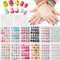 Kalolary 288PCS Kids False Nail, Press on Pre-glue Full Cover Candy Pattern Short False Nail Kits with 48PCS Nail Adhesive Tabs, Children's Day Lovely Gift for Kids Little Girls Nail Art Decoration B