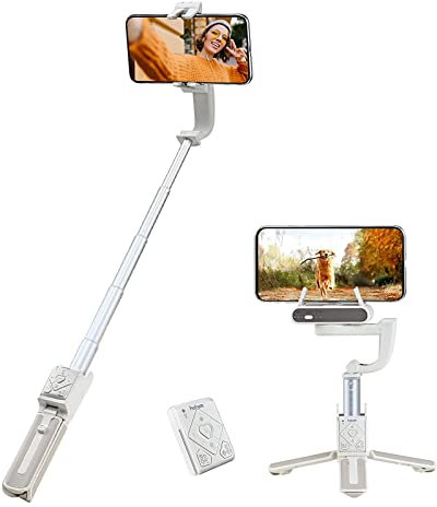 hohem iSteady Q Selfie Stick con Treppiede, 4-in-1 Estensibile Smartphone Gimbal, Telecomando Bluetooth Staccabile,Bastone Selifie Rotazione a 360 °/Face Tracking, Compatibile con iPhone 15