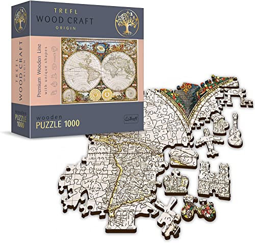Land- und Wasserkarte der ganzen Erde von 1630 (Holzpuzzle), Antike Weltkarte Puzzle, 1000
