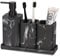 ZCCZ Badezimmer Set – 4 Teile – Badezimmer Organizer mit Zahnbürstenhalter, Zahnputzbecher, Seifenspender, Seifenschale, für Kosmetik und Wattestäbchen – Edle Badezimmer Deko in Marmor-Optik, schwarz