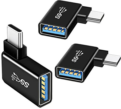 YRIKE USB C Adapter (3 Stück), 90 Grad Winkel USB C auf USB 3.0 Adapter, USB C TOG Adapter, kompatibel mit MacBook, Handy, Typ C Geräten