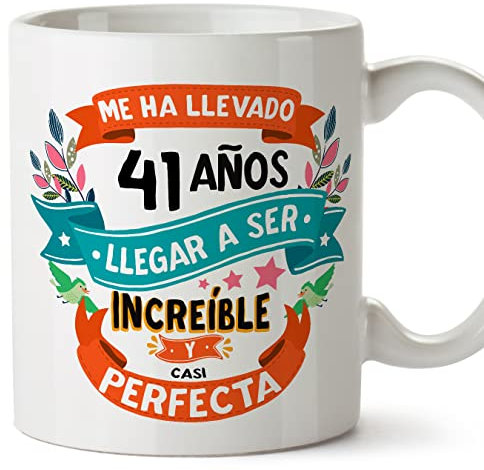 MUGFFINS Tazas 41 Cumpleaños - En Español - Me ha llevado 41 años llegar a ser increíble - 11 oz - Regalo original y divertido