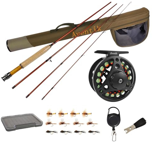 Aventik Extreme Fly Fishing Combo Kit 0/1/2/3/4/5/6 Weight Starter Fly Fishing Rod and Reel Kit Outfit with One Travel Case(7'3'' LW2/3 Fly Rod Kit)