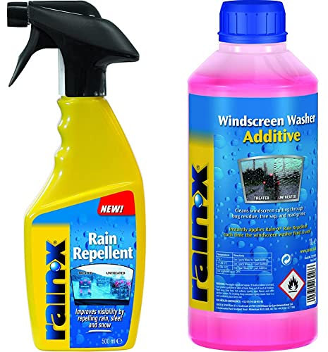 Rain X 80199500 Rain Repellent Trigger Spray, 500 ml & Rain-X 831991L Windscreen Washer Additive