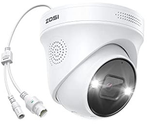ZOSI 4K PoE IP Security Camera, Weatherproof Dome Camera with Person Vehicle Detection, Color Night Vision, Outdoor Indoor Power Over Ethernet Surveillance System, Only Work POE NVR