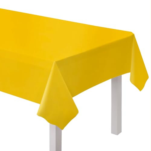Amscan 9915405-205 - Buttercup Yellow Eco-Friendly Re-usable Plastic Table Cover - 2.74m