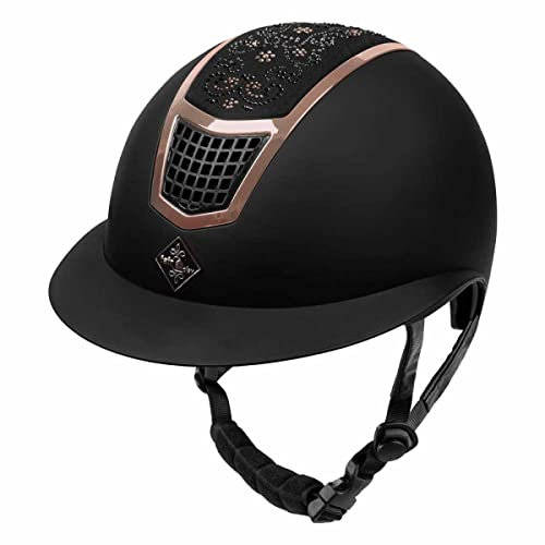 Fairplay Reithelm Quantinum Chic W-V schwarz Rosegold Strass M Wide (56-58cm)