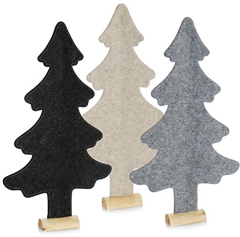 COM-FOUR® 3X Dekorativer Filz-Aufsteller für Weihnachten - Tannenbaum aus Filz mit Fuß aus Massivholz - Weihnachtsbaum als Deko (03 Stück Tanne 61cm bunt)