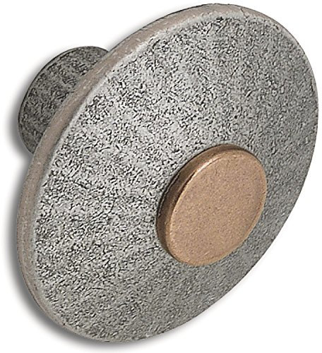 OBF 73 7080 36 Grimme Jaya Schubladenknopf ø 38 mm, Möbelknauf, rund abgeflacht Tiefe 25 mm Möbelknopf ZN verzinnt antik/Seiten aufgehellt, Silber