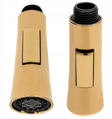 AquaParts Küchenbrause Golden | Brausekopf | Geschirrbrause | Spüle Wasserhahn| Küche Spülbrause | Handbrause | Perlatoren für Küchenarmatur mit Hochdruckspülung Taste