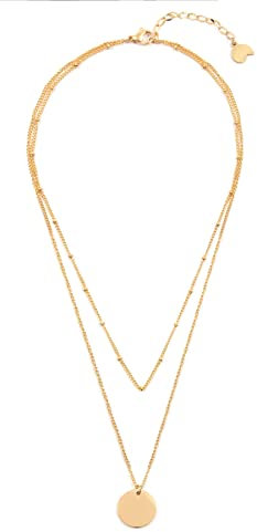 Happiness Boutique Set di Collane Multistrato in Oro, Set di 2 pezzi con Collana a Cerchio Corta e Collana a Doppia Fila con Ciondolo Piatto per Donna