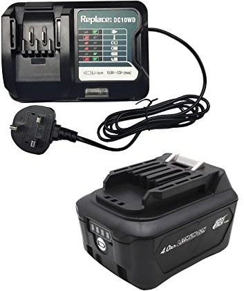 Aelcouth®1pcs BL1041B 12V 4.0Ah Battery + DC10WD Charger Replace for Makita Battery BL1015 BL1016 BL1021B BL1041B DF0331D DF031D TD110D HP332D with LED