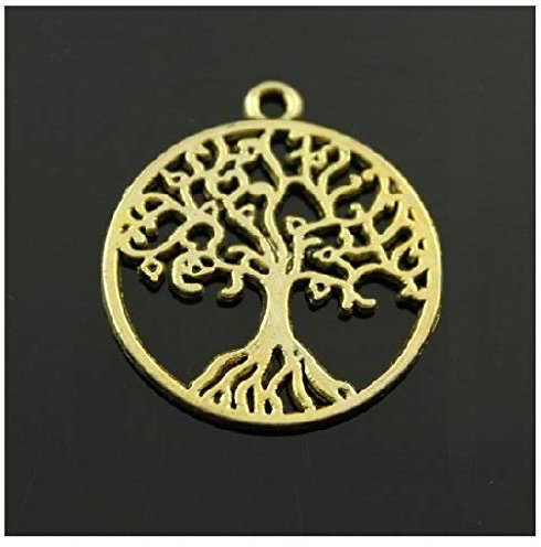 DLM29137 (Kit 12 Pezzi) Ciondolo Ciondoli Charm Charms Albero della Vita Oro Grande Life Tree Confettata Fai da Te bomboniera Regalo