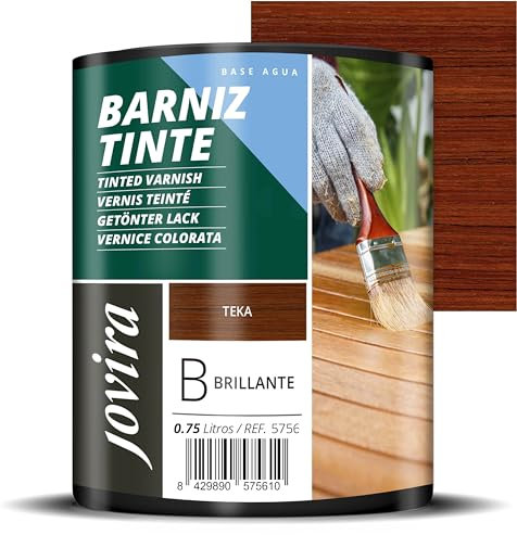 JOVIRA PINTURAS Vernice colorata a base d'acqua, finitura lucida. Speciale per la colorazione e la verniciatura del legno. (750 Millilitri, Teak). D-05