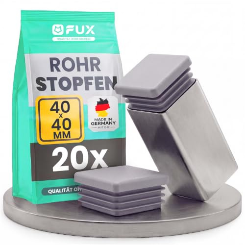 FUX 20 Stück Kunststoff Quadrat Rohrstopfen - 15x15mm-120x120mm | 20 Stück Rohrstopfen / Lamellenstopfen für Quadratrohre, Montage und Anwendung