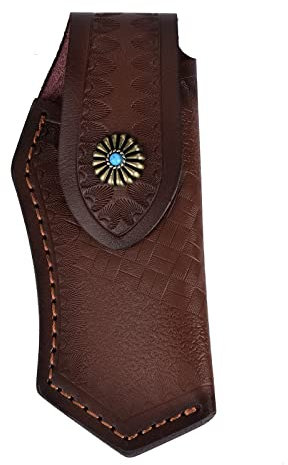 ARCADORA 5.8'' Knife Sheath,Leather Knife Pouch w/Snap Closure Belt Loop for Folding Knife Pocket Knife