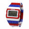 FENKOO Unisex Regenbogen Digital-Armbanduhr Rot/Weiß
