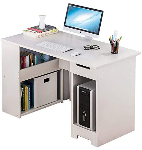 Dhouse Computer Desk Storage Shelves Study Desk with Sliding Keyboard Wooden Laptop Writing Table for Office Home Bedroom