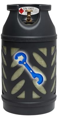 Bluecraft Premium Composite 10 kg Eigentum Propan-Gasflasche leer | leichter als 11 kg Stahl-Gasflasche | Rostfreies Material | Sichtbarer Füllstand | inkl. einem Gasreglerlöser +17er Schlüssel