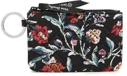 Vera Bradley Damen Geldbörse aus Baumwolle mit Reißverschluss, Stauden Noir, Einheitsgröße
