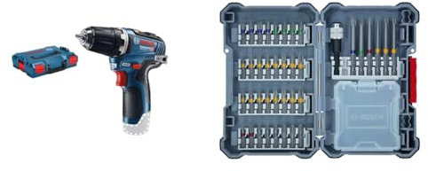 Bosch Ingletadora telescópica a batería, Azul, Estándar + 40 uds. Set de puntas atornillar (Pick and Click, accesorios para taladro y destornillador)