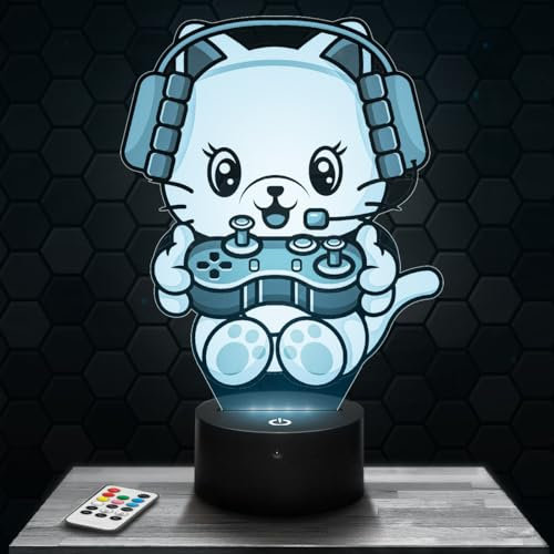 Lampe Gamer Katze deko Zimmer Junge Lampe 3D Gamer Katzeobjekt Gaming Gamer Videospiele Geschenk gedämpftes Licht Nachtlicht deko Büro. Eigenartig Geschenk Weihnachten Teenager