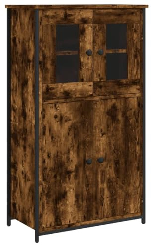 vidaXL Highboard, Sideboard mit viel Stauraum, Kommode Wohnzimmerschrank mit Metallgestell, Schrank Anrichte Beistellschrank, Räuchereiche Holzwerkstoff