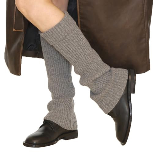 UNDERCONTROL Winter Cashmere Wool Mixed Ribbed Knit Warm Generous Size Thigh Y2k Leg Loose Socks Ballet Warmer Long Boots Footless Socks Korea (GREY)