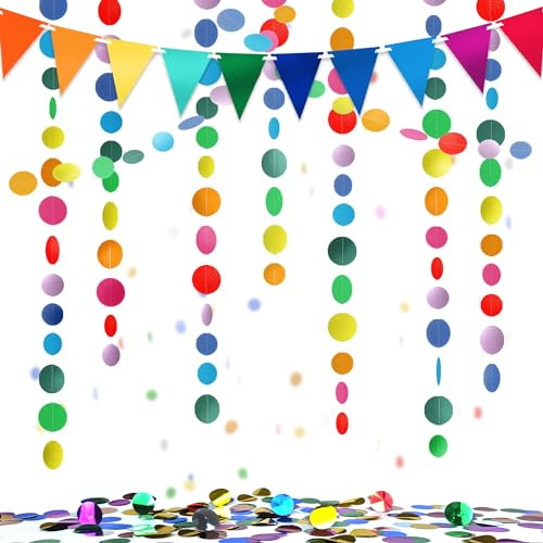 YBwanli Party deko Girlande luftschlangen,konfetti bunt,Faschings deko,deko Einschulung gartenparty Geburtstag,Super Kombination,Bunte Dekoration mit Mehreren Elementen