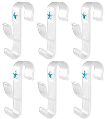 Ganci per Termoarredo Bagno Appendino per Termoarredo Ganci per Scaldasalviette Bagno Appendini Design Italiano con decoro a stella (6 pezzi, Bianco trasparente)