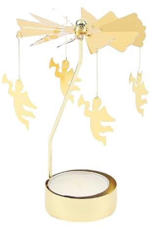 Portavelas Giratorio de Metal, Portavelas Carrusel para Velas de Té, Candelabros Decorativos de Velas con Rosa/Ángel/Muñeco de Nieve/Árbol de Navidad, Decoración de Navidad Boda Fiesta Hogar, Regalo