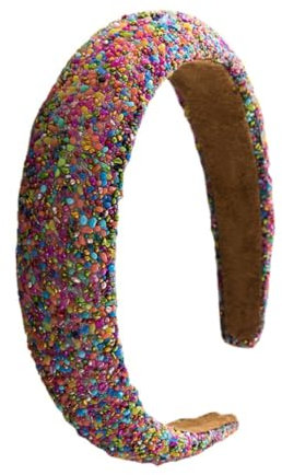 scicent Haarbänder Damen Strass-Stirnband Bling Kristall Haar Creolen Glitter Sparkle Dicke Gepolsterte Haarband Diamant Perlen Haarreif Mode Haarschmuck für Frauen Mädchen - 16610