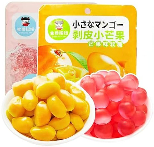 Fruit peel gummies, mango gummies,soft sweets, white peach gummies, Wedding candies,fast food snack food, healthy nutrition dessert, Chinese snack gifts (Mango flavor,1bag)