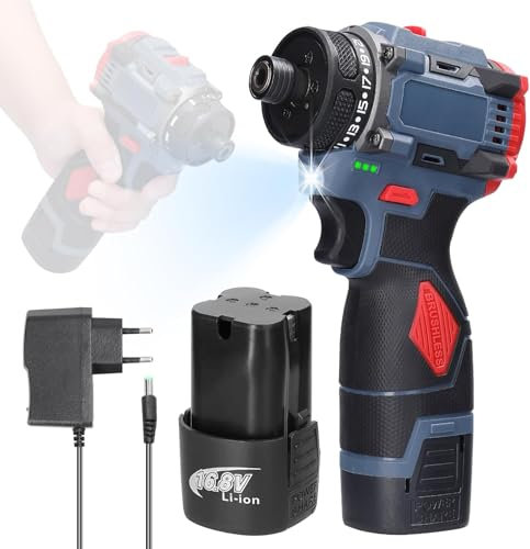 Weytoll Taladro Atornillador Inalámbrico de 16,8 V, Destornillador Inalámbrico con 2 Baterías 1300 mAh, Máximo 45 Nm, Ajuste de par 23+1, 2 Velocidades, Luz LED para Reparación
