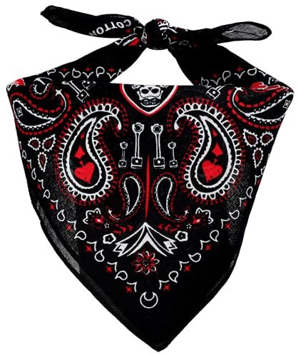 Freak Scene Bandana Tuch Totenkopf Paisley Biker schwarz-weiß-rot quadratisches Kopftuch Halstuch