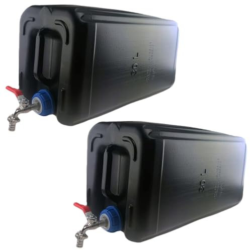 Lot de 2 bidons d'eau en plastique, 30 l, avec robinet, fermeture étanche, noir