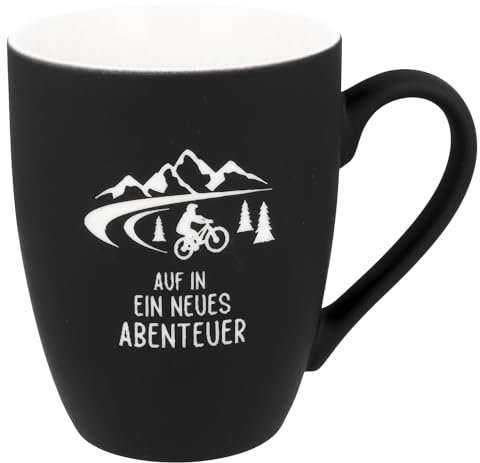 Spruchreif | SOFT-TOUCH-Tasse mit beidseitiger Gravur | Geschenk Mountainbike | Geschenkidee Radfahrer | 350 ml