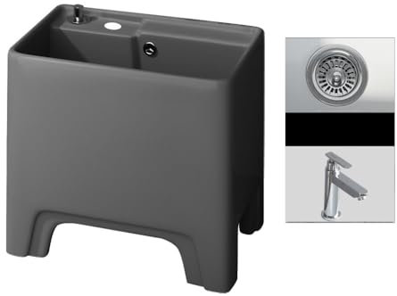 Lavandino per mop Lavandino Lavello multiuso con kit di scarico, lavelli multiuso in ceramica for lavanderia, balcone, garage, giardino, cantina, vasca for lavare pavimenti interni ed esterni Lavabo f